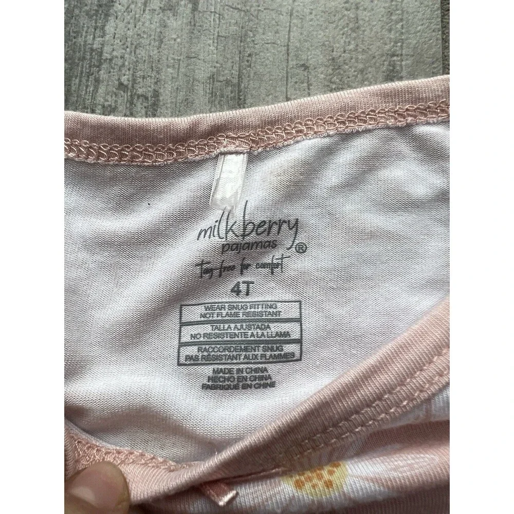 $45 MILKBERRY Pajamas Boutique Designer Bamboo 2 Piece Pjs Set Girls Daisy 4T